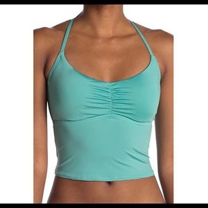 LAUNDRY by Shelli Segal Ruche Cropped Tankini ALMOST A TIFFANY BLUE - Size Small